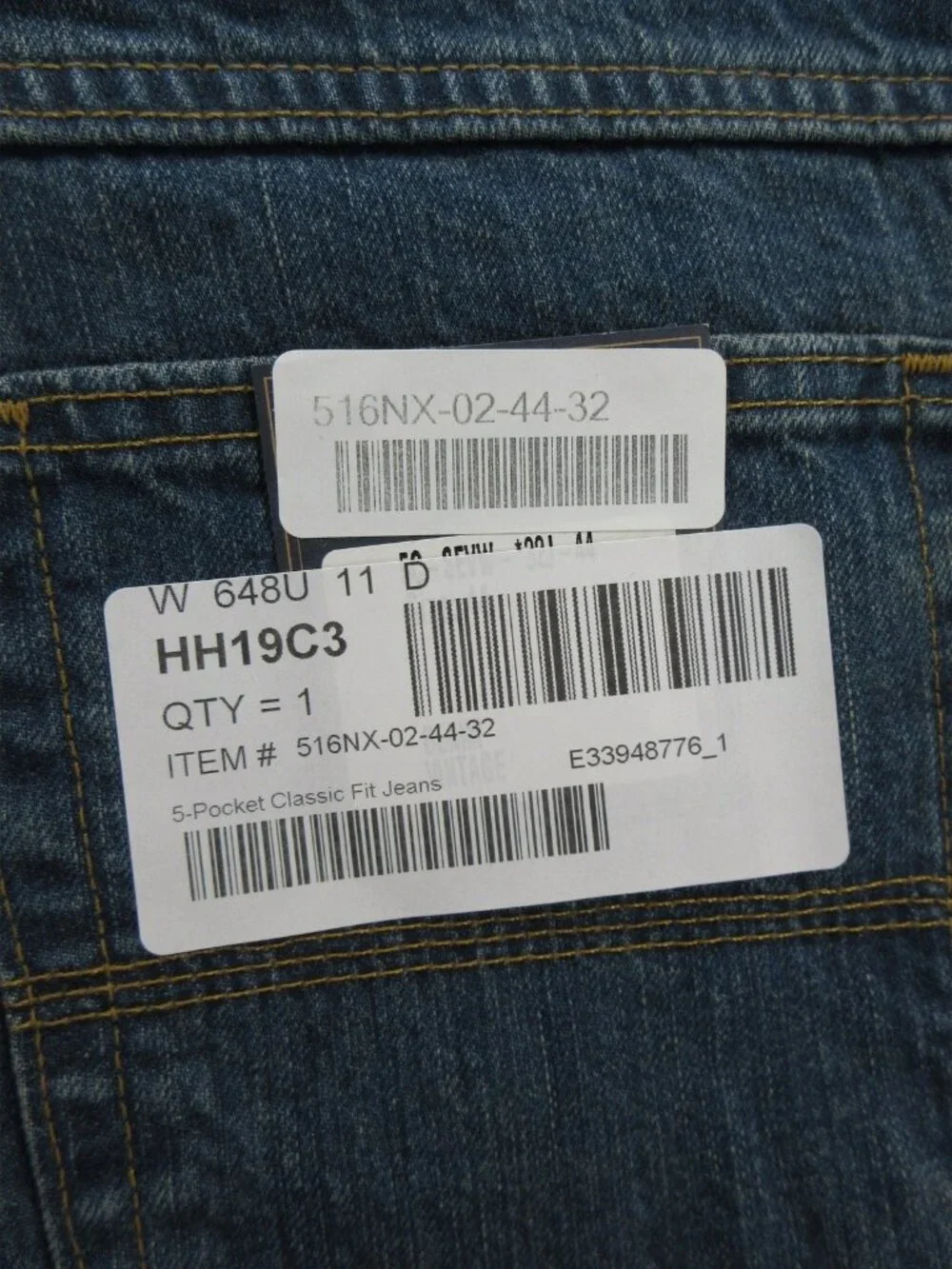 Bills Khakis Jeans 44X32 Straight Denim Classic Fit Vintage Wash NEW